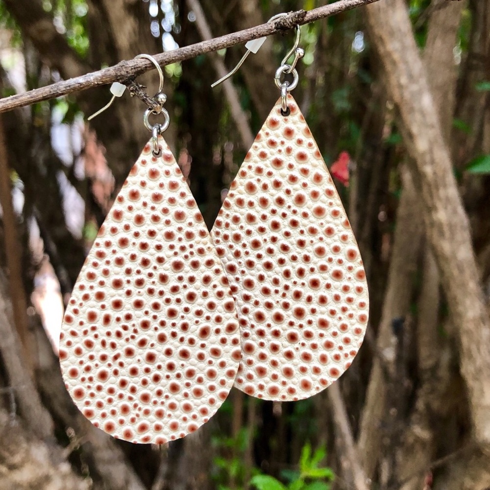 Ostrich print leather earrings